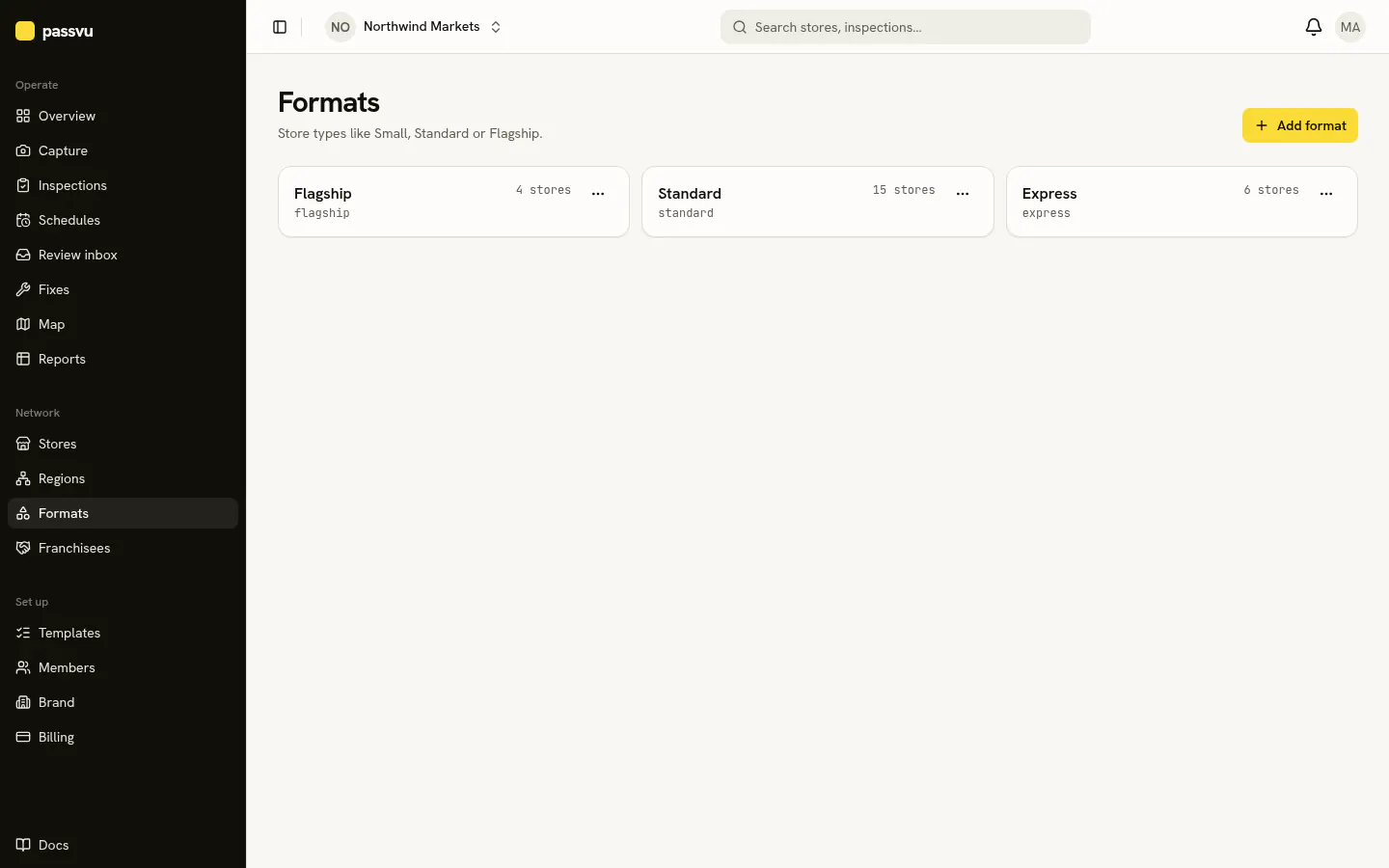 Store types list