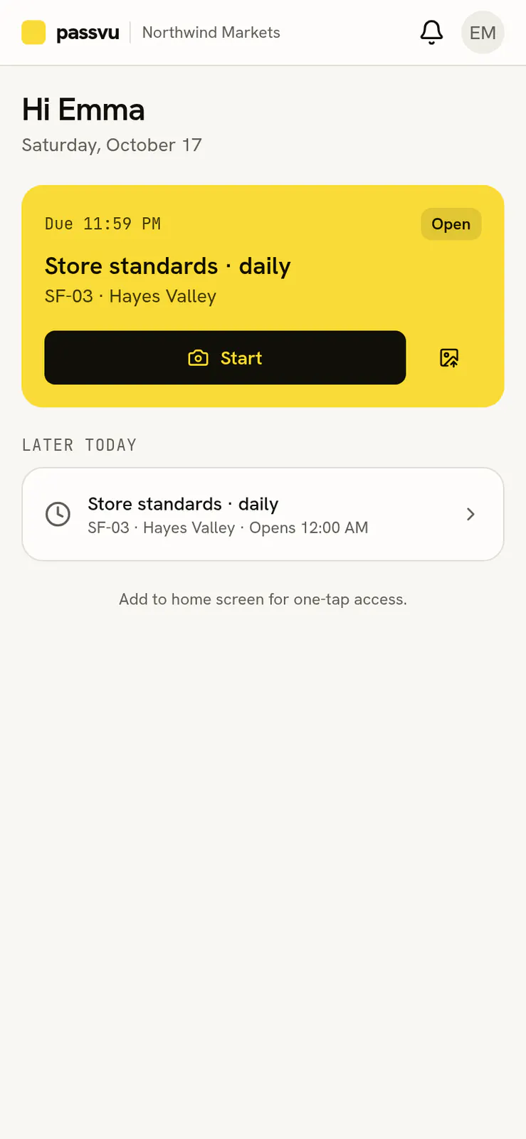 Today's inspections on a phone